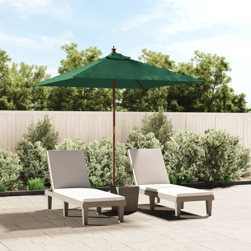 vidaXL Haveparasol med træstang 198x198x231 cm grøn