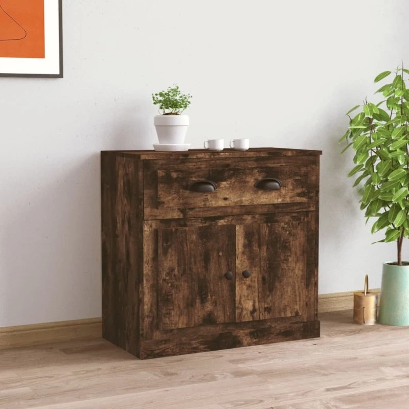 vidaXL Skænk 70x35,5x67,5 cm Konstrueret Træ Røget Egetræsfarve