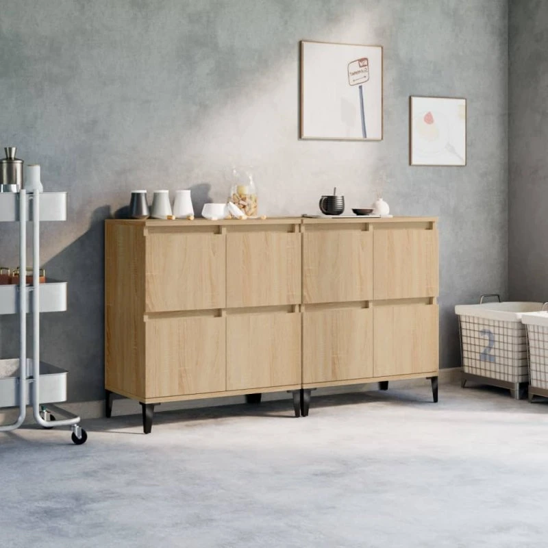 vidaXL Skænke 2 stk. 60x35x70 cm Konstrueret Træ Sonoma-Eg