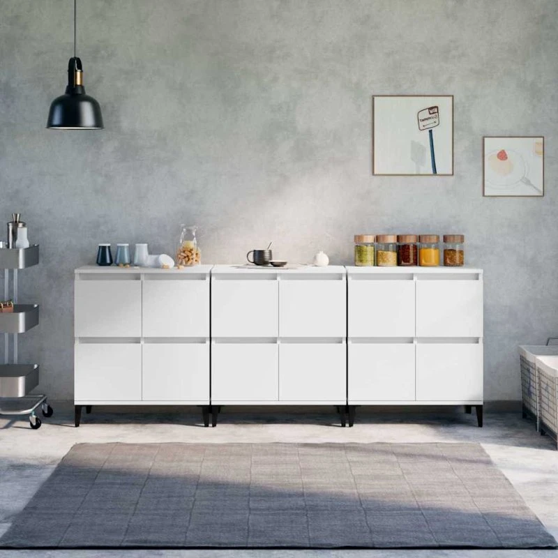vidaXL Skænke 3 stk. 60x35x70 cm Konstrueret Træ Hvid