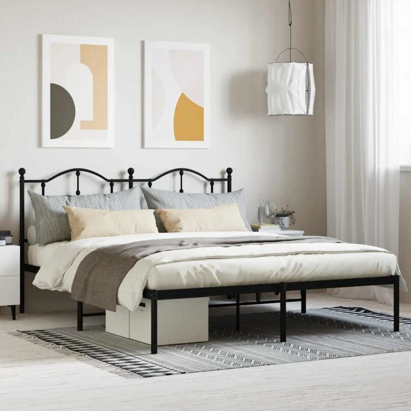 vidaXL Sengeramme 160x200 cm metal sort