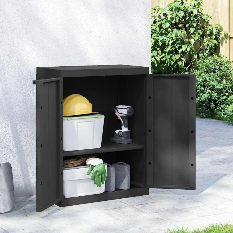 vidaXL haveskab 65x37x85 cm PP sort