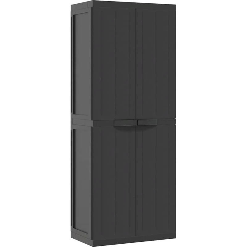 vidaXL haveskab 65x37x165 cm PP sort