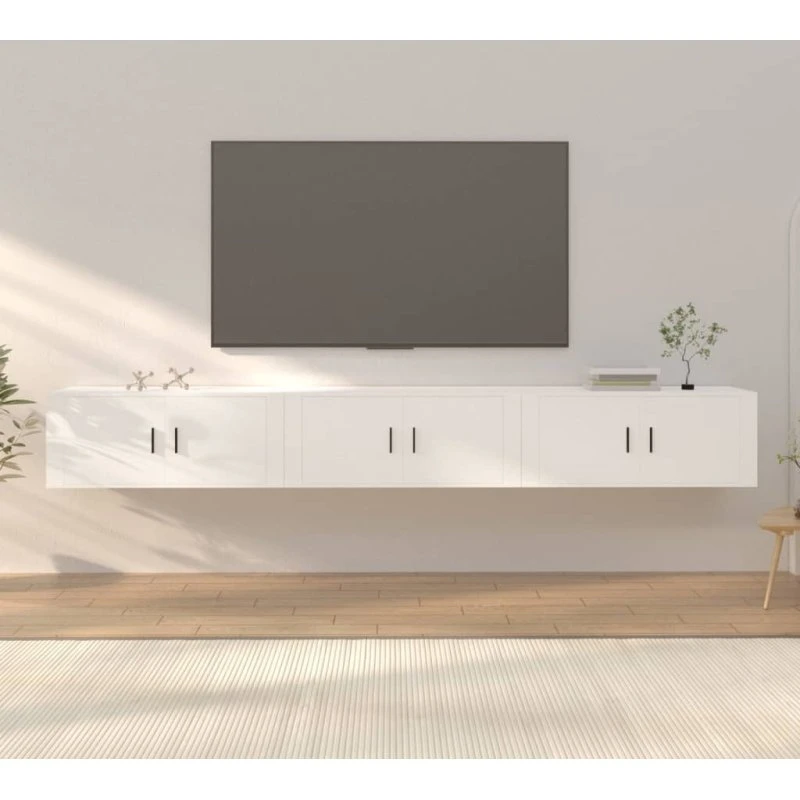 vidaXL Væghængt tv-skab 3 stk. 100x34,5x40 cm hvid