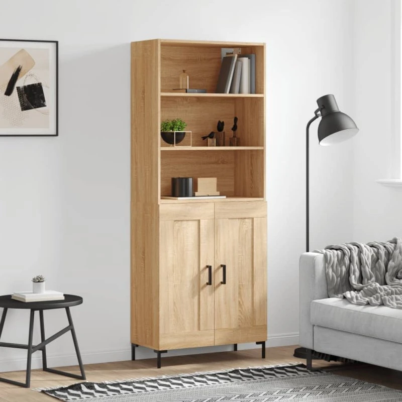 vidaXL Højskab 69,5x34x180 cm Konstrueret Træ Sonoma-Ege