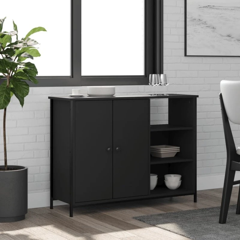 vidaXL Skænk 100x33x75 cm Sort Konstrueret Træ