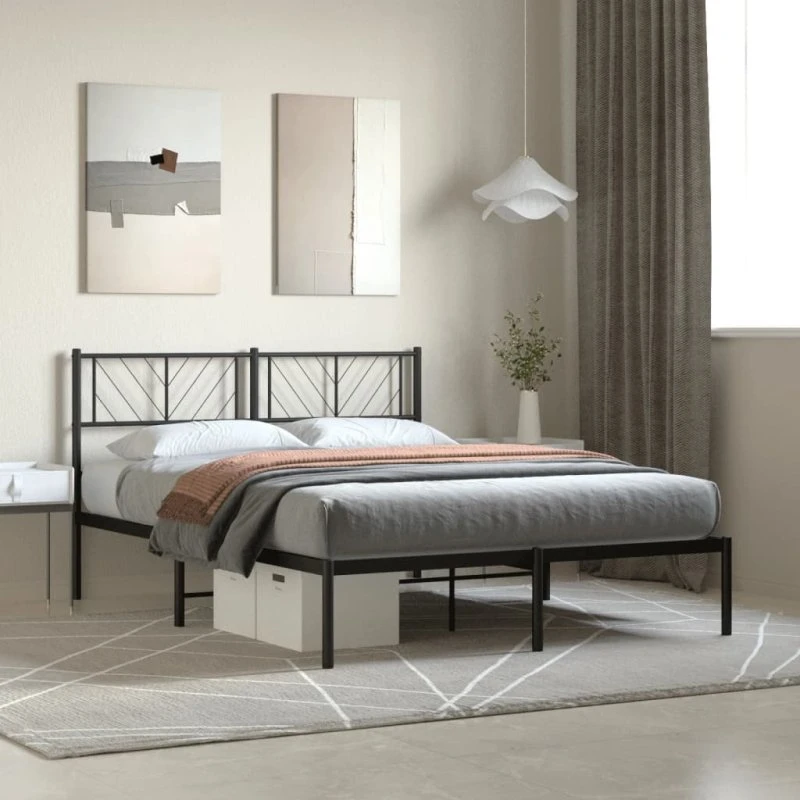 vidaXL Sengeramme 160x200 cm metal sort