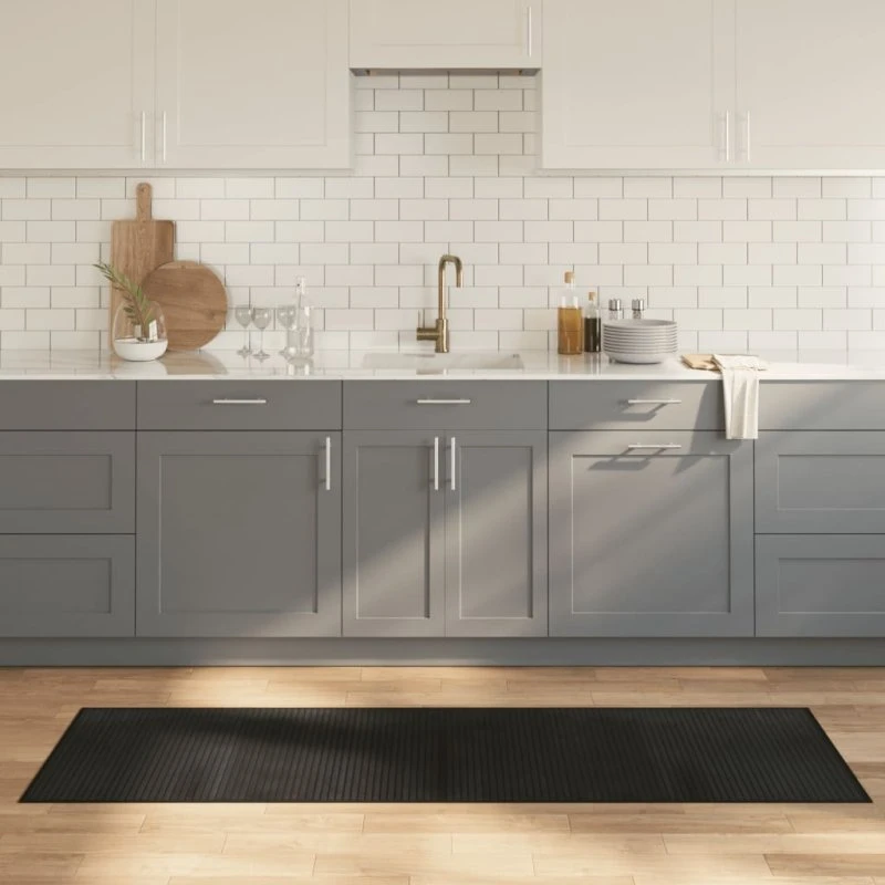 vidaXL Gulvtæppe 60x200 cm Bambus Sort