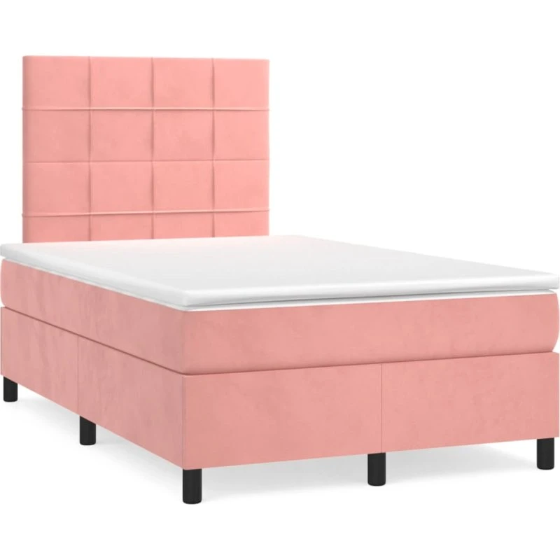 vidaXL Kontinentalseng 120x190 cm lyserød med velourmadras