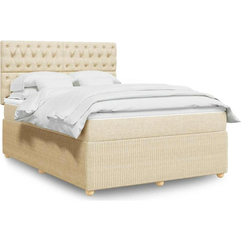 vidaXL Kontinentalseng 140x190 cm Creme med Pocketmadras