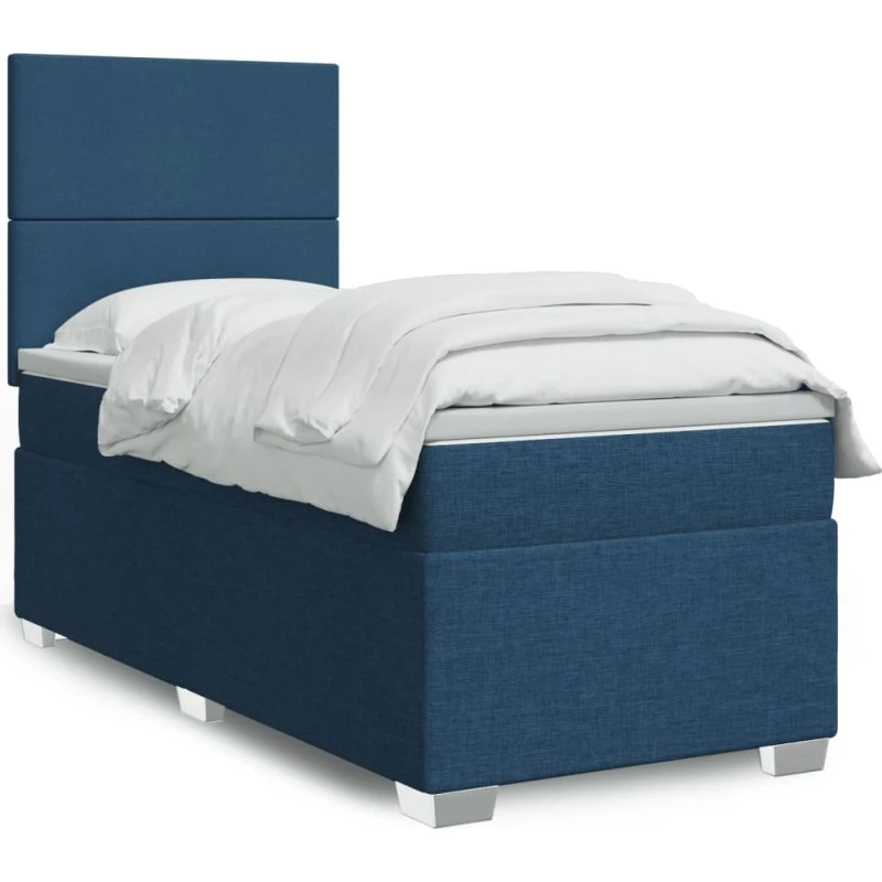 vidaXL Kontinentalseng 90x200 cm med blå stofmadras