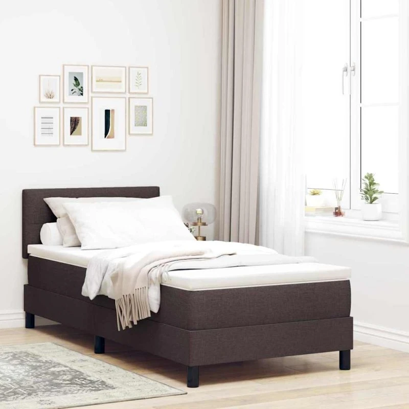 vidaXL Box Spring Seng med Pude, Mørk Brun, 100 x 200 cm