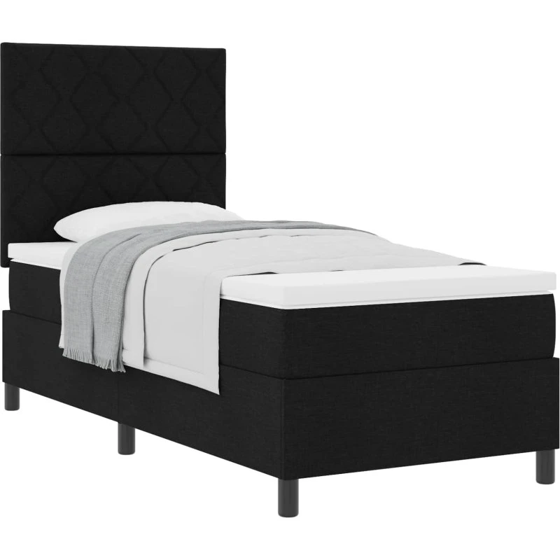 vidaXL Boxspring-seng med madras, Sort, 100 x 200 cm