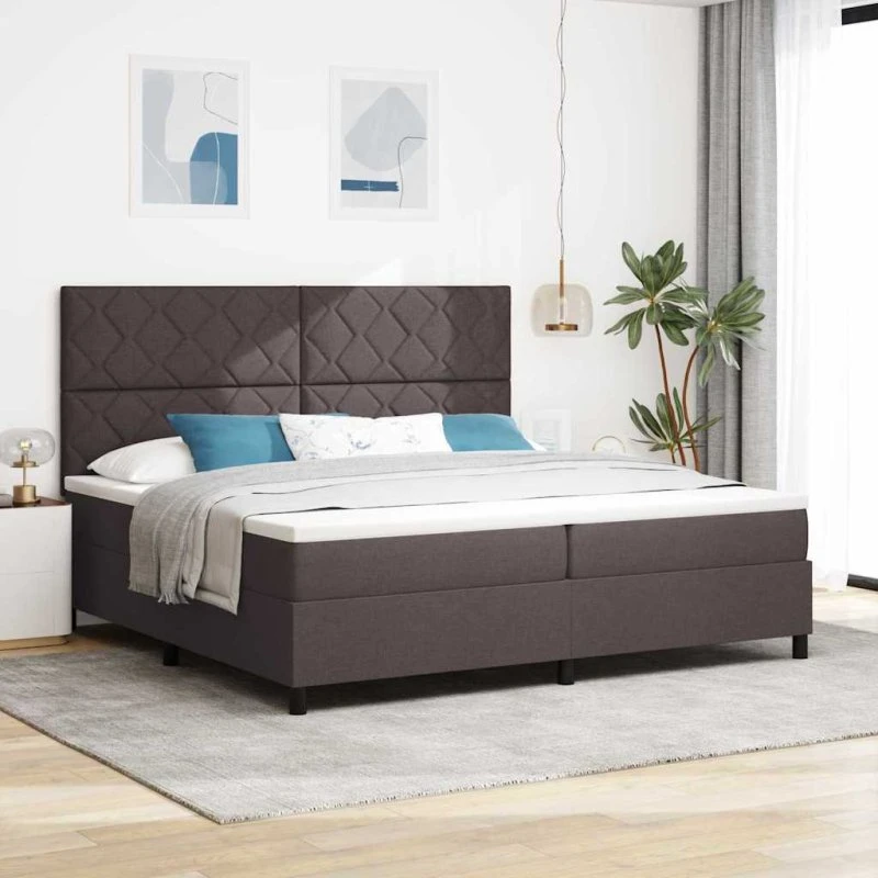 vidaXL Boxspring-seng med madras, Mørk Brun, 200 x 200 cm