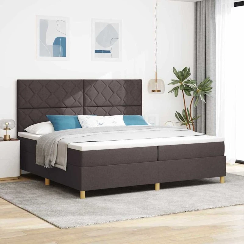 vidaXL Boxspring Seng Mørk Brun 200x200 cm Stof