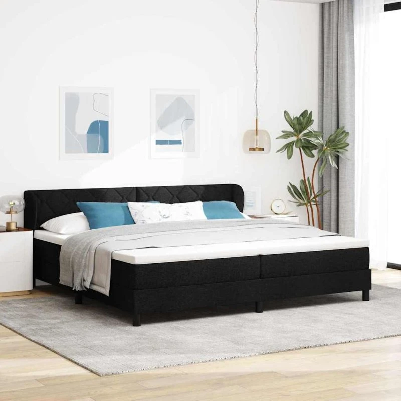 vidaXL Box Spring Seng med Madras, Sort, 200 x 200 cm