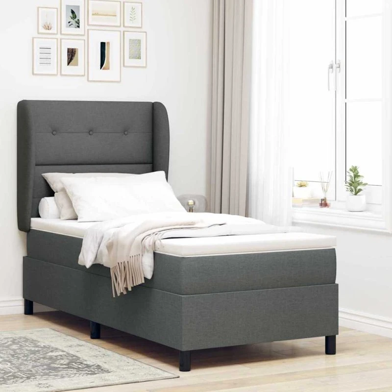 vidaXL Box spring seng med madras, Mørkegrå, 80 x 200 cm