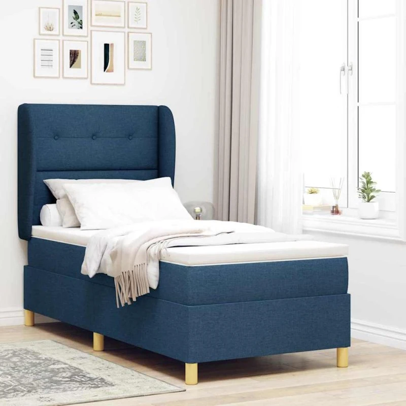 vidaXL Box spring seng med madras Blå 200 x 100 cm