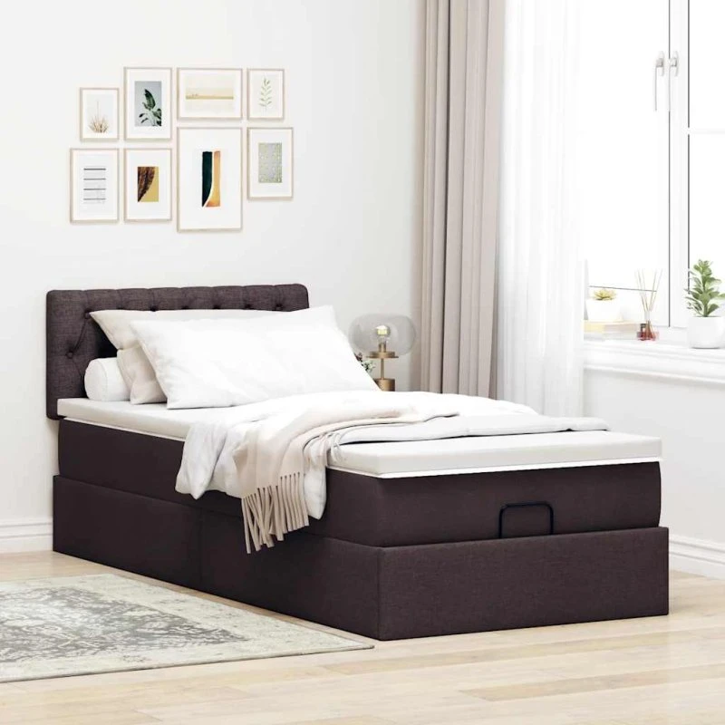 vidaXL ottoman seng med madras 90x200 cm mørkebrun