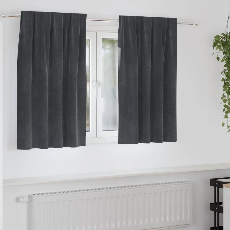 vidaXL Mørklægningsgardiner 2 stk Lysegrå 140 x 140 cm Fløjl