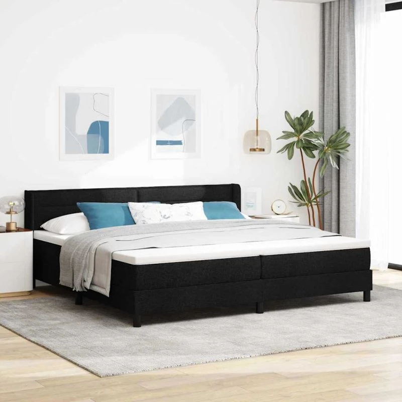vidaXL Boxspring Seng 200x200 cm Sort Stof