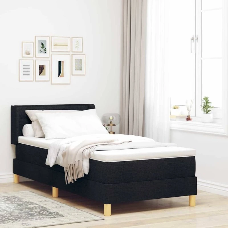 vidaXL Box Spring Seng med Madras og Hovedgærde, Sort 200 x 80 cm