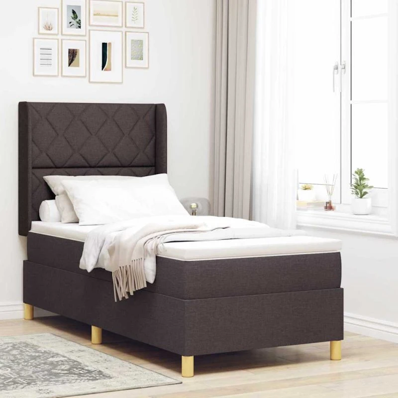 vidaXL Box spring seng med madras, mørk brun, 100 x 200 cm