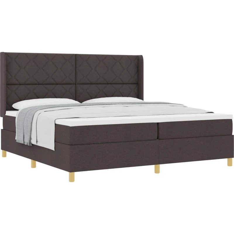 vidaXL Box Spring Seng med Madras Mørk Brun 200x200 cm