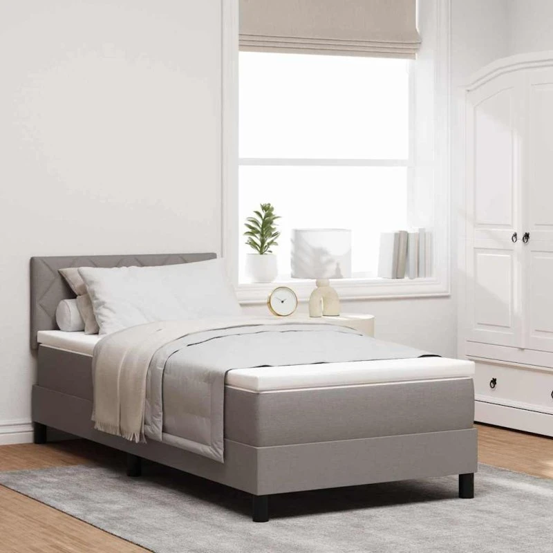 vidaXL Boxspring seng med LED, gråbrun, 90 x 200 cm