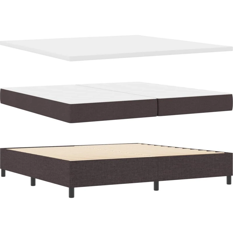vidaXL Boxspring seng med LED, mørkebrun, 200 x 200 cm