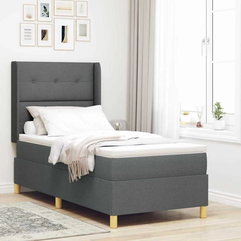 vidaXL Boxspring seng med LED-lysstrimler, Grå, 80 x 200 cm
