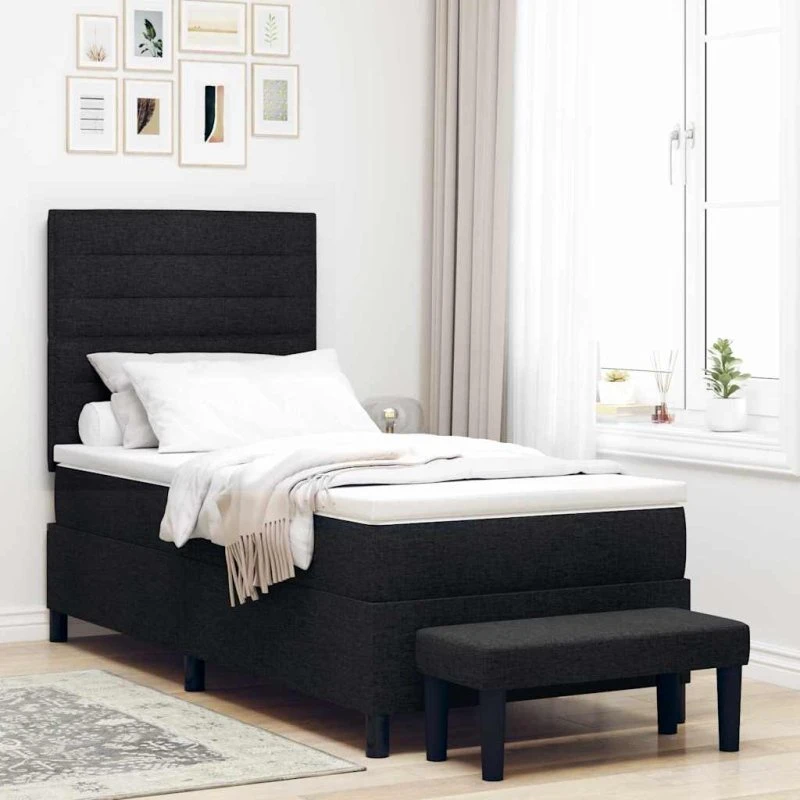 vidaXL Boxspring Seng med Hovedgærde, Sort 100 x 200 cm