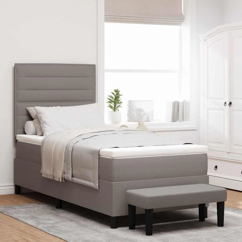 vidaXL Box Spring Seng med Madras Gråbrun 100 x 200 cm