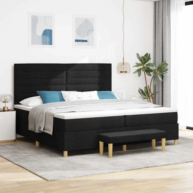 vidaXL Box spring seng med madras, Sort 200 x 200 cm