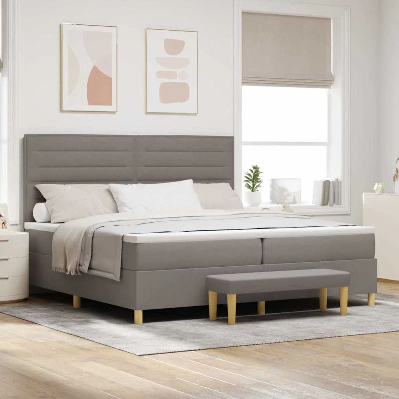vidaXL Box spring seng med madras Gråbrun 200x200 cm