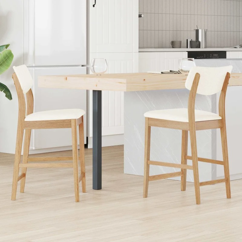 vidaXL Spisestole 2 stk Naturfarvet 48 x 49 x 95 cm Massiv Gummitræ