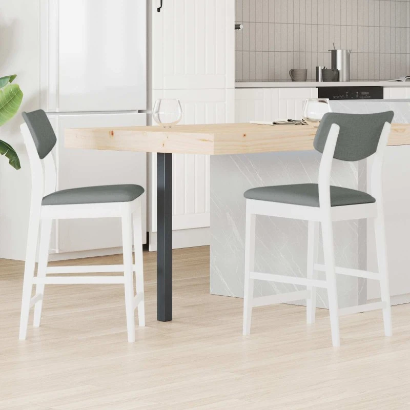 vidaXL Spisestole 2 stk Hvid 48 x 49 x 95 cm Massiv Gummitræ