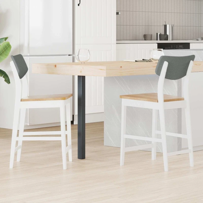 vidaXL Spisestole 2 stk Hvid 48 x 49 x 95 cm Massiv Gummitræ
