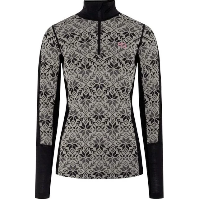 Kari Traa Anna Merino Half-Zip Baselayer Sort/Hvid Dame XS
