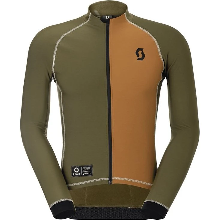 SCOTT RC Pro Warm LS Remix Cykeltrøje Herre Bread Brown/Fir Green L