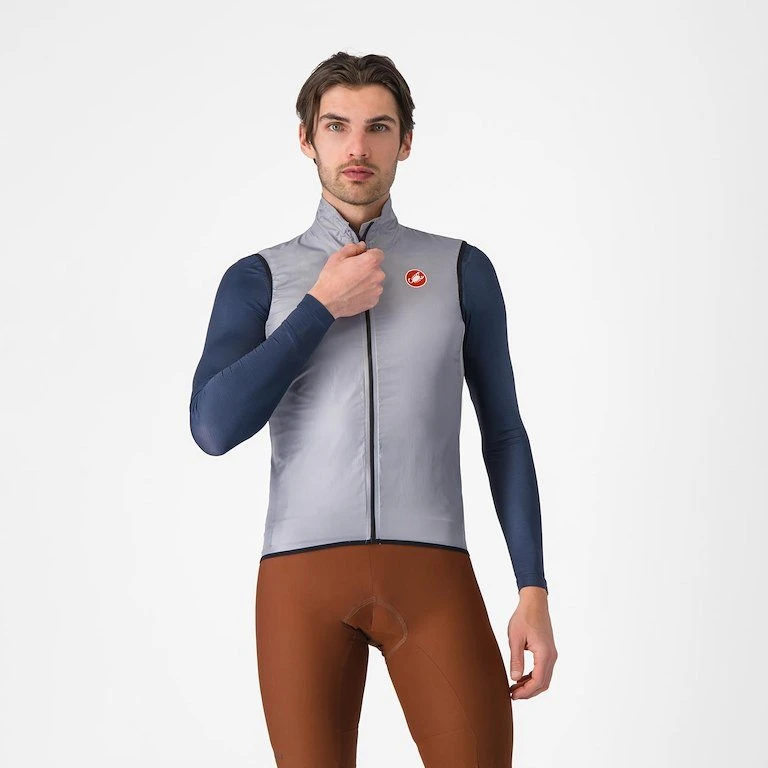 Castelli Aria Cykelvest Silver Gray Herre