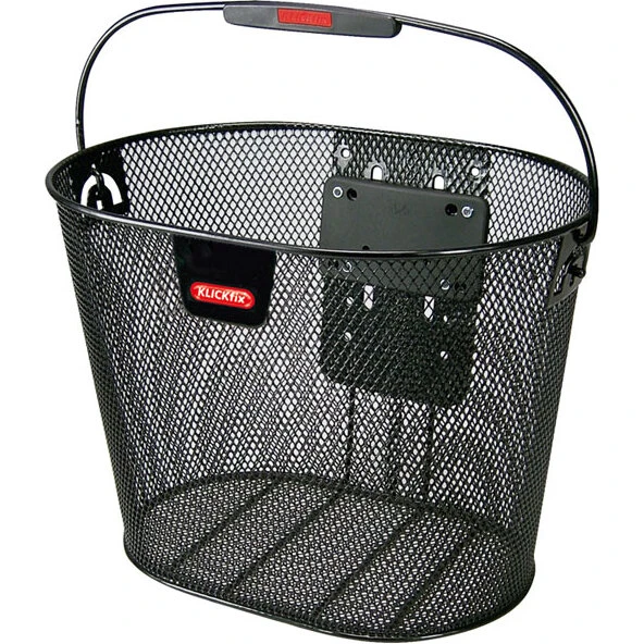 Klickfix Oval Plus cykelkurv 18L – sort, håndtag