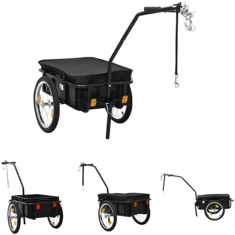 The Living Store cykeltrailer/trækvogn 155x60x83 cm stål, sort
