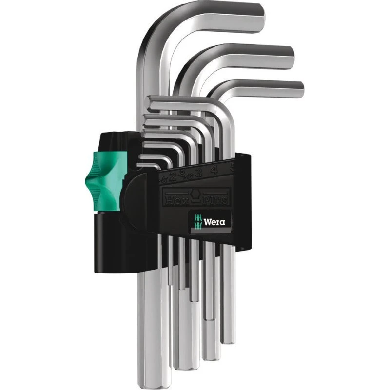 Wera 950/9 Hex-Plus Kompakt Nøglesæt, 9 dele, Krom