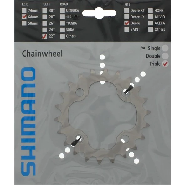 Shimano Klinge 22T ø64mm 4-bolts Sølv