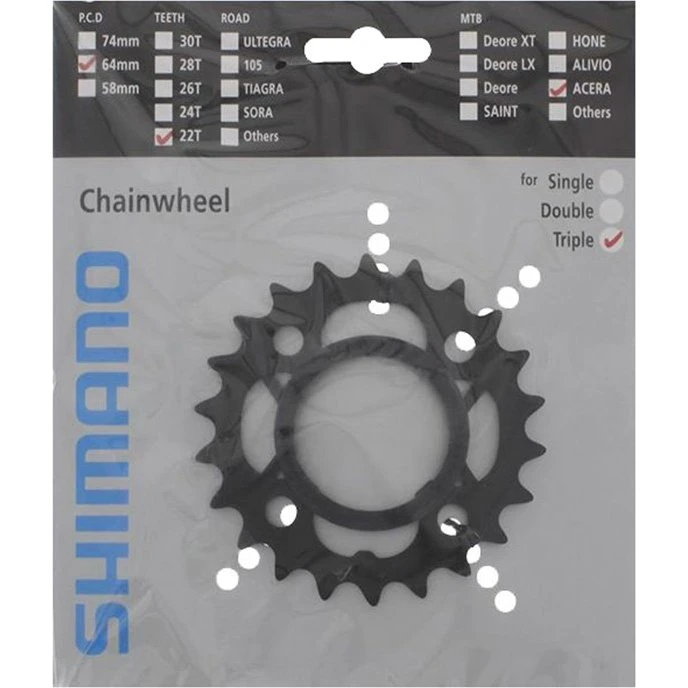 Shimano Acera FC-M361 22T Kædekrans, Sort, BCD64