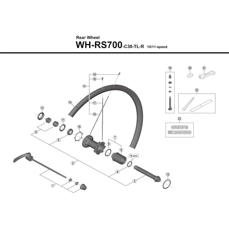 Shimano Eger 297mm til WH-RS700-C30-TL-R Baghjul
