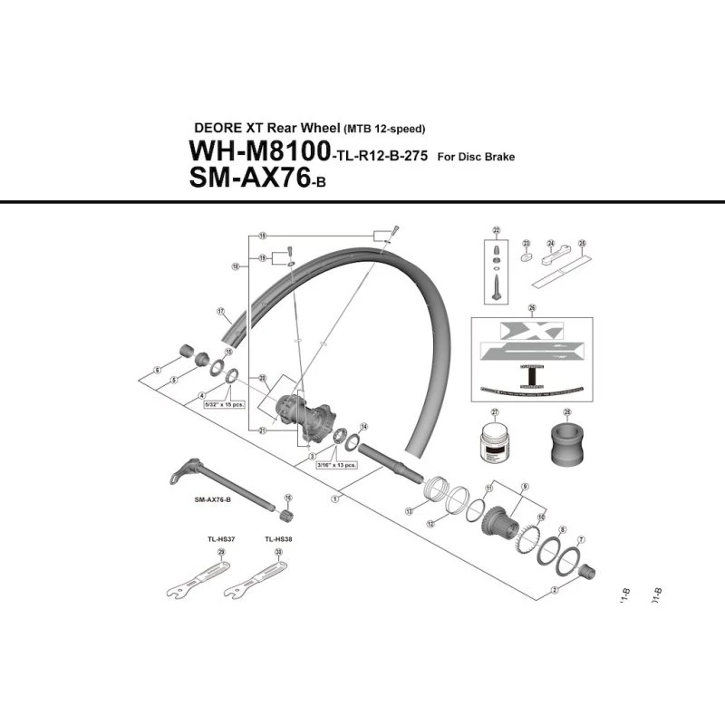 Shimano Eger 277mm Højre til WH-M8100-TL-R125-B-275