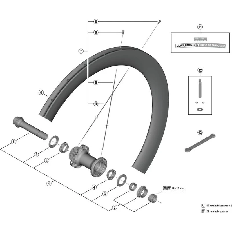 Shimano Dura Ace Eger 252 mm til WH-R9270-C60-HR-TU-F