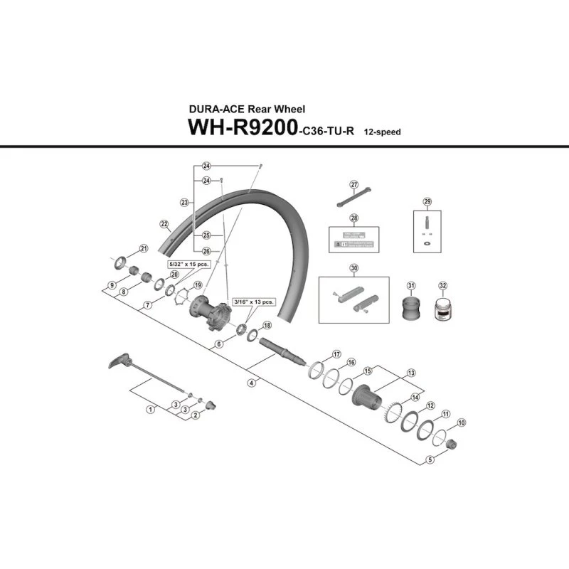 Shimano Dura Ace Eger 278mm til WH-R9200-C36-TU-R